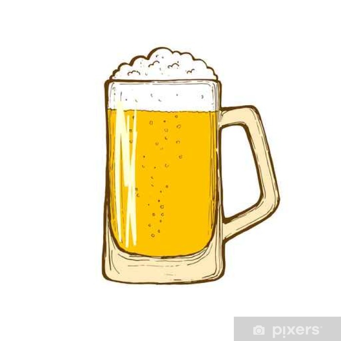 700x700 Glass Of Beer Isolated On White Background, Hand Drawing Vector