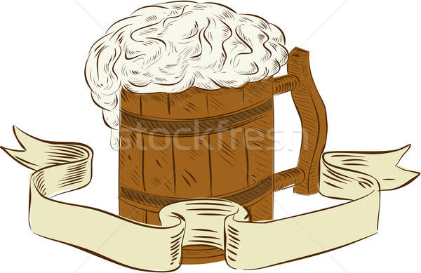 600x389 Medieval Beer Mug Foam Drawing Vector Illustration Aloysius