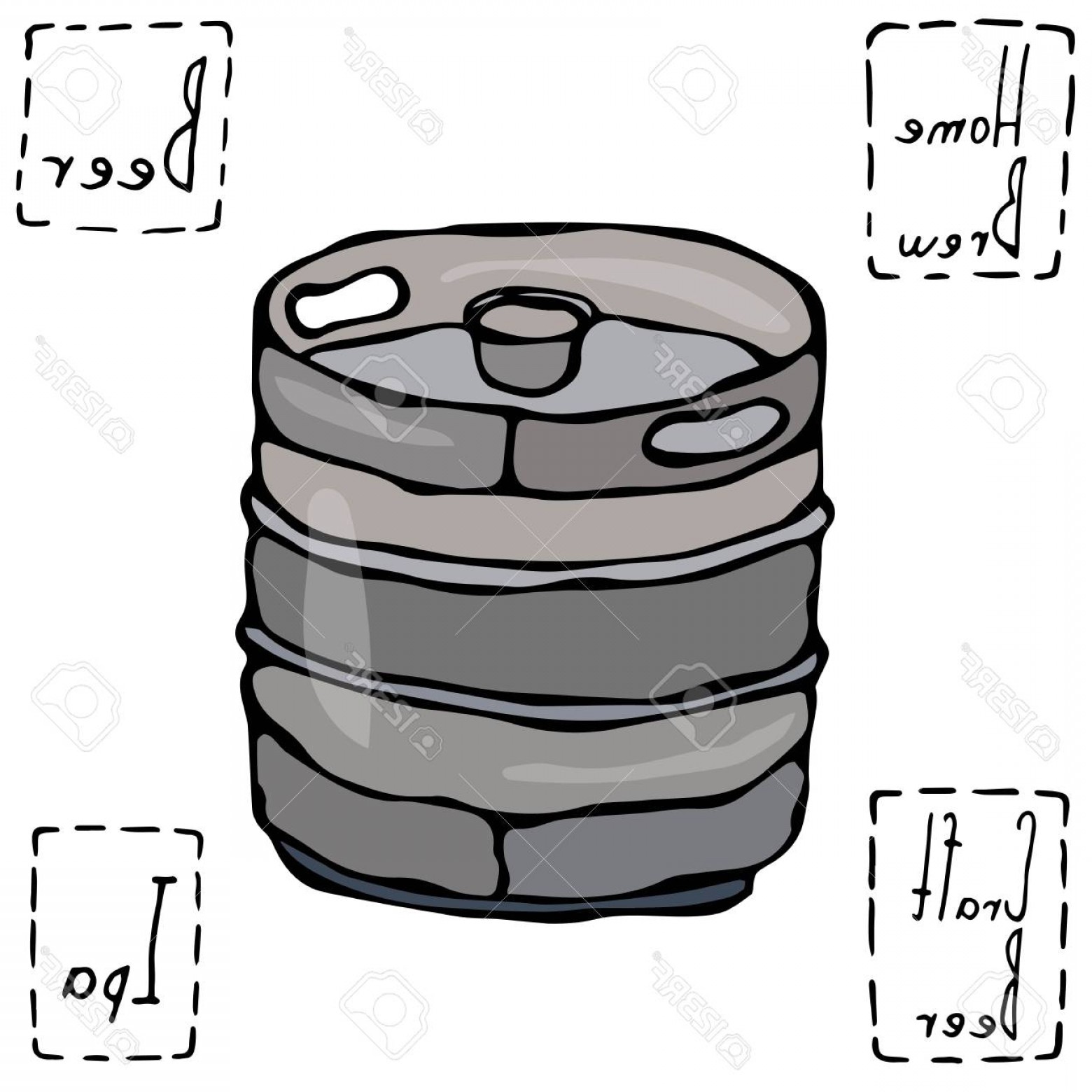 1560x1560 Photostock Vector Beer Metal Barrel Beer Keg Doodle Style Sketch