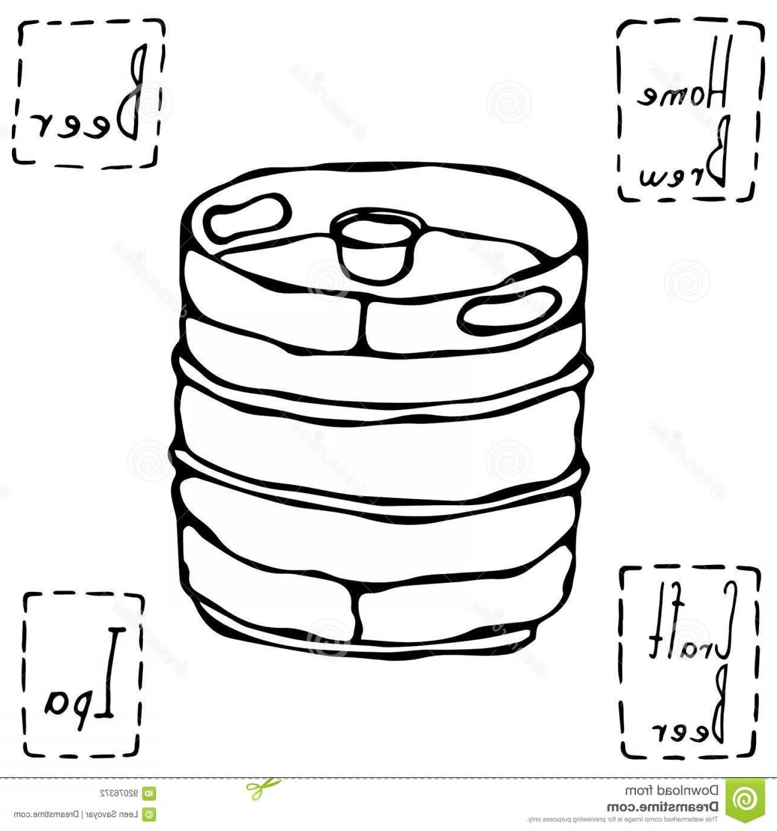 1560x1668 Stock Illustration Beer Metal Barrel Beer Keg Doodle Style Sketch