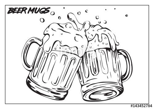 500x354 Vector Image Of Two Mugs Of Beer Drinks With A Lot Of Foam