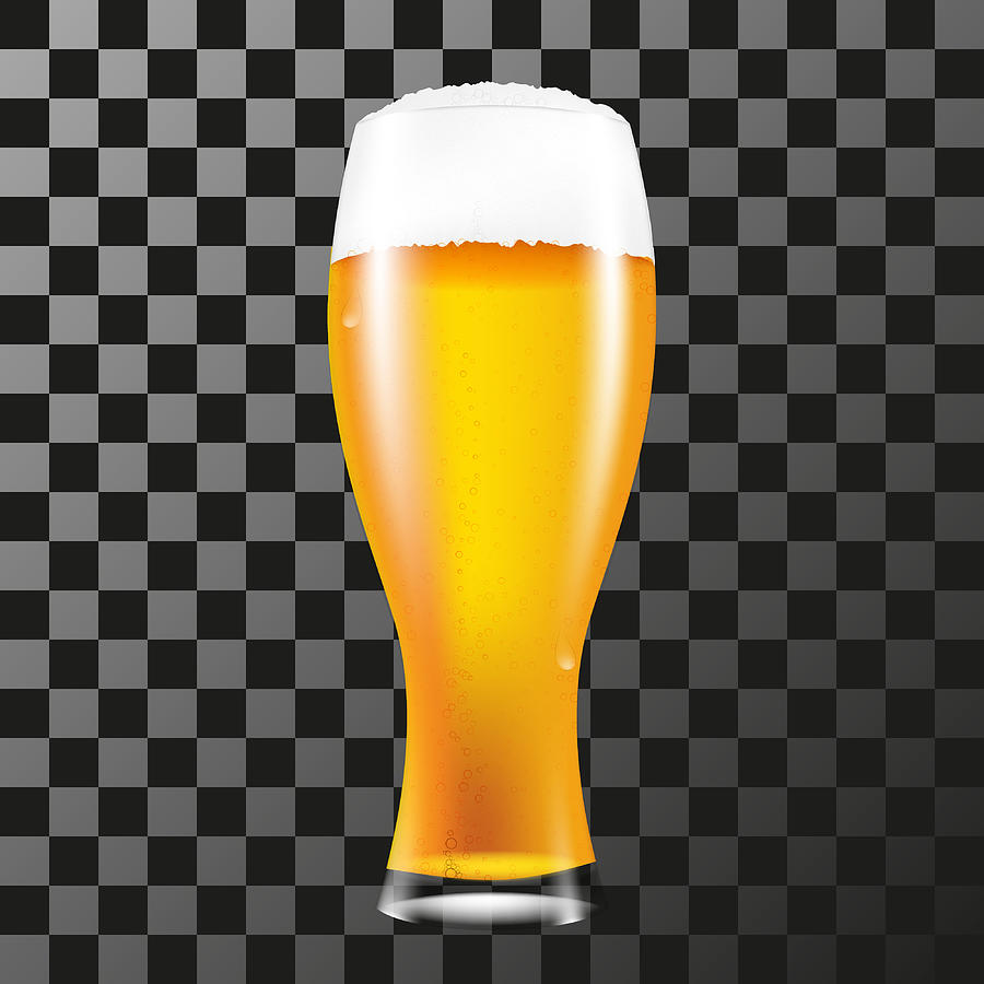 900x900 Realistic Glass Of Beer With A Fluffy Foam Vector Illustration