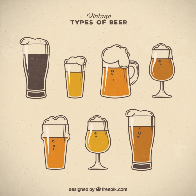 626x626 Vintage Types Of Beer With Foam Vector Free Download
