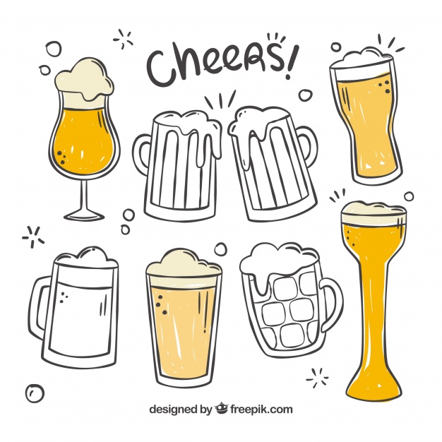 626x626 Hand Drawn Beer Glass Mug Collection Vector Free Download