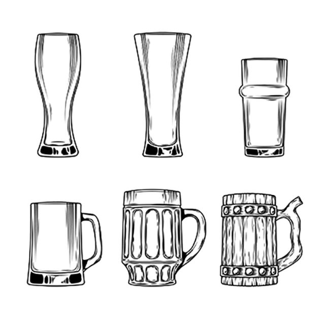 640x640 Set Of Vector Icons Beer Glasses, Beer, Glass, Vector Png