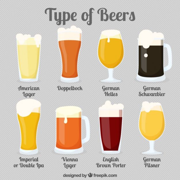 626x626 Different Types Of Glasses With Beer Vector Free Download