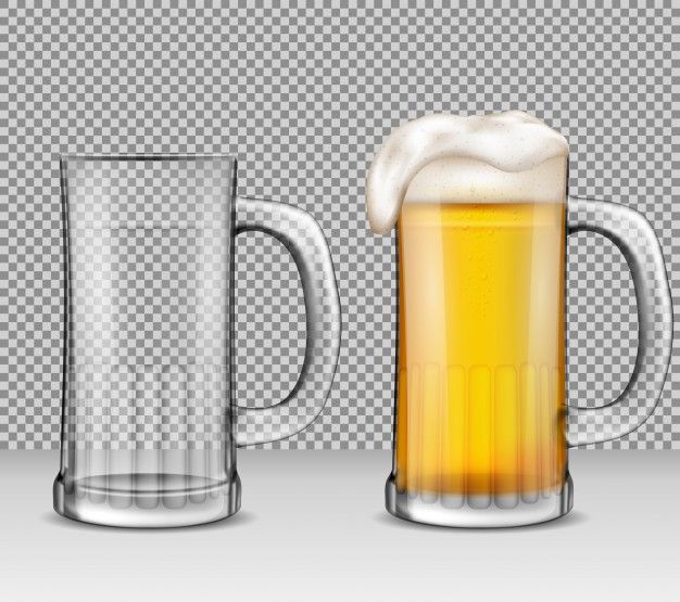 626x555 Vector Realistic Illustration Of Two Transparent Glass Mugs