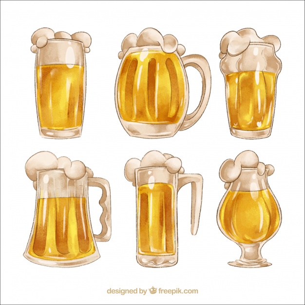 626x626 Watercolor Beer Glass Mug Collection Vector Free Download
