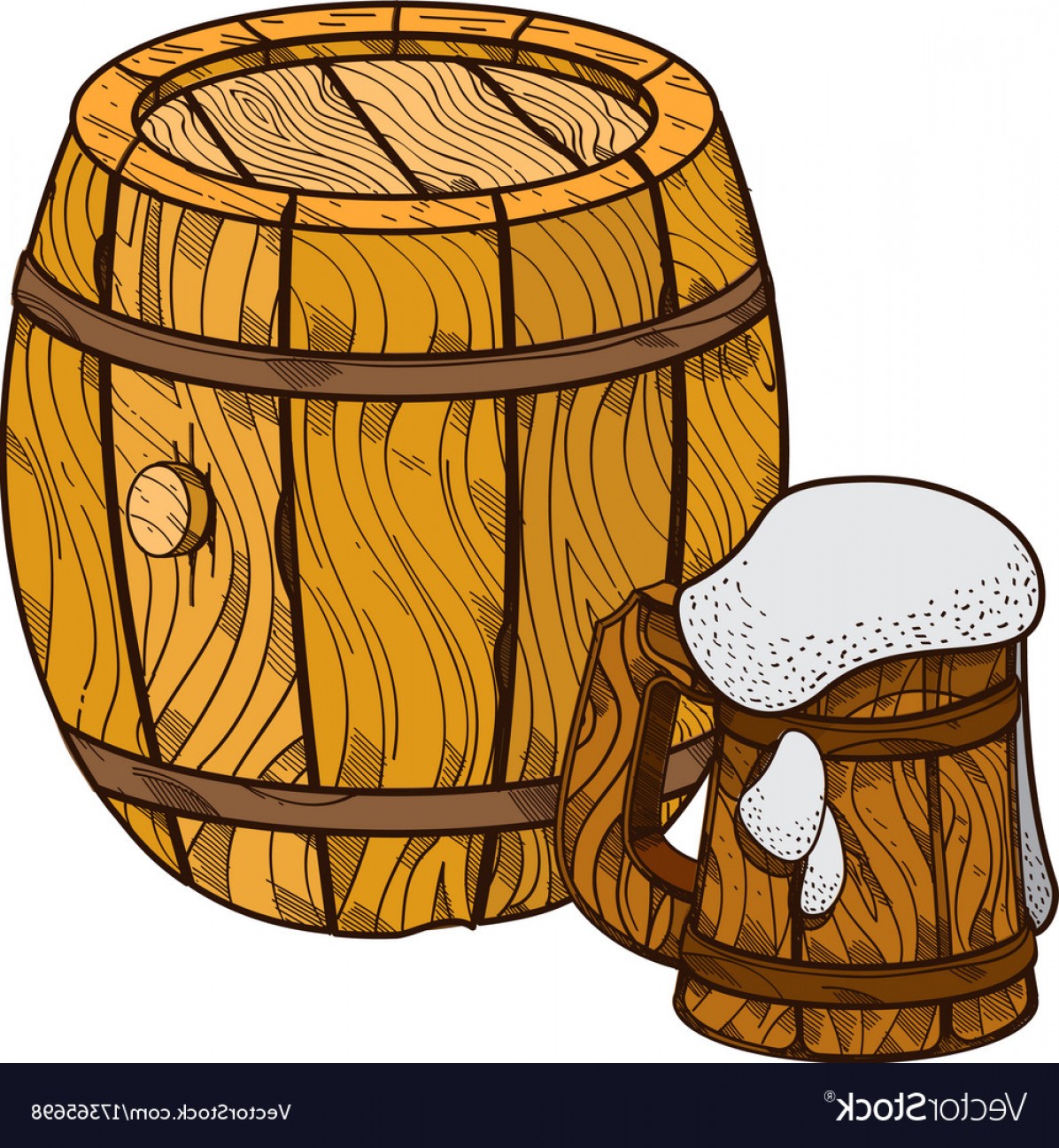 1196x1296 Wooden Beer Keg And Mug Of Beer Vector Soidergi