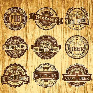 310x311 Brown Retro Beer Labels Vector Free Graphics Uihere