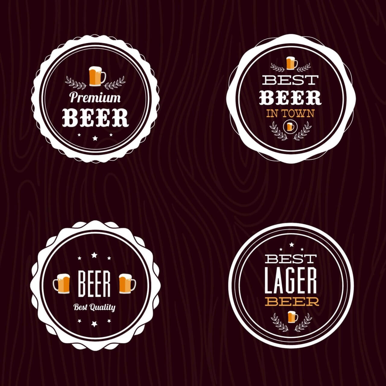 1280x1280 Free Vector Set Of Retro Styled Beer Labels