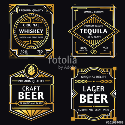 500x500 Vintage Alcohol Label Art Deco Whiskey, Tequila Sign, Retro Craft