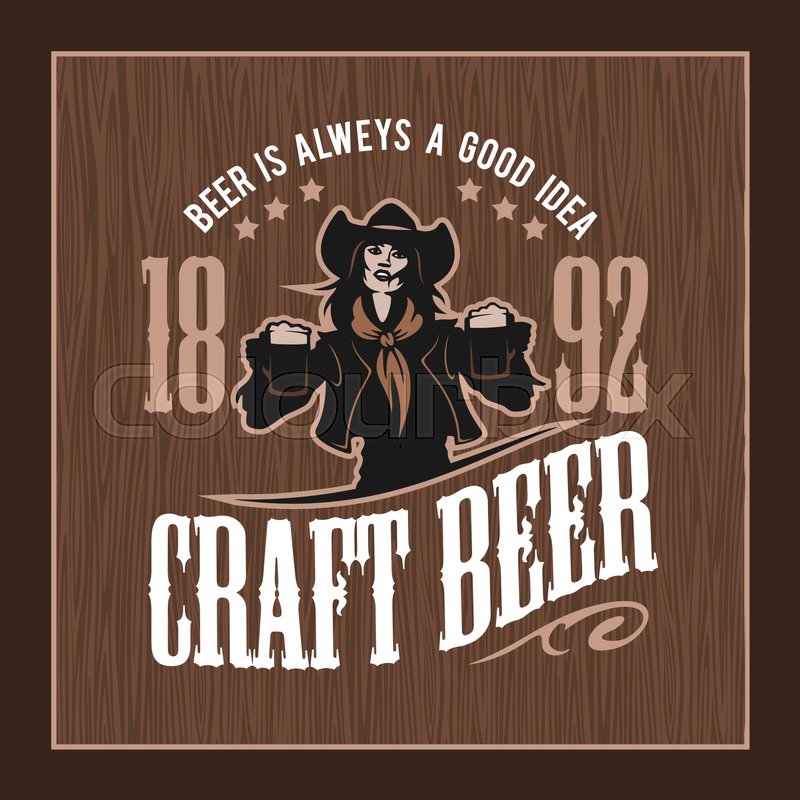 800x800 Craft Beer And Girl Logo Vector Stock Vector Colourbox