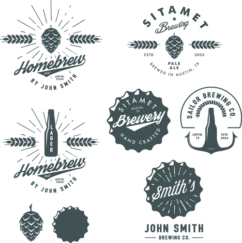 500x501 Retro Brewing Labels With Logos Vector Free Download