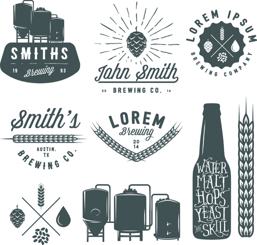 500x478 Retro Brewing Labels With Logos Vector Free Download