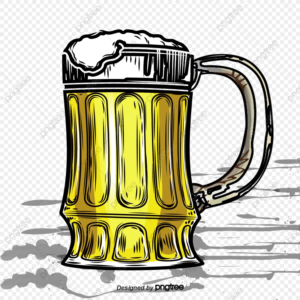 1200x1200 Hand Drawn Effervescent Beer Glass, Vector Png, Beer, Hand Painted
