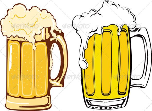 590x432 Two Different Vector Beer Mugs In Two Different Styles One Retro