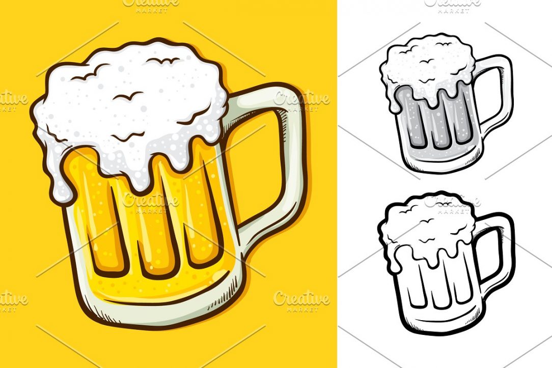 1084x723 Simple Beer Mug Drawing Outline Vector Free A Broken Images