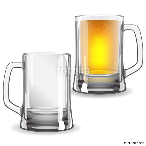 500x500 Full And Empty Beer Mug Vector Illustration Made With Mesh