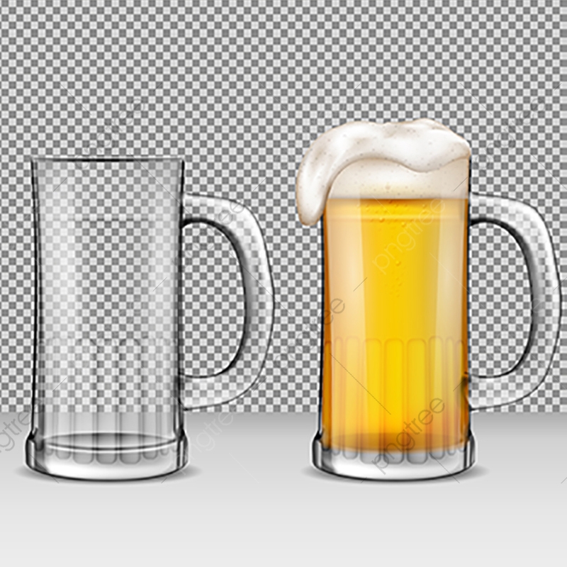800x800 Vector Realistic Illustration Of Two Transparent Glass Mugs