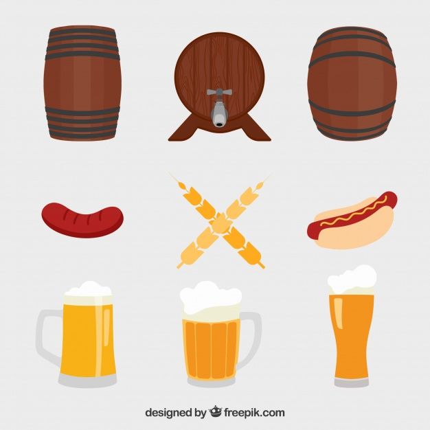 626x626 Barrels, Beer Mugs And Sausages Vector Free Download