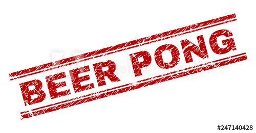 500x261 Beer Pong Seal Imprint With Corroded Style Red Vector Rubber