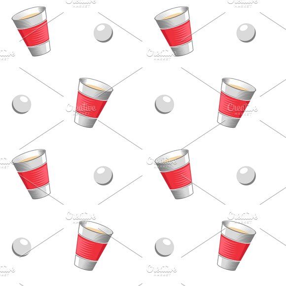 580x580 Beer Pong Vector Seamless Pattern