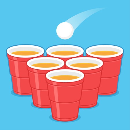450x450 Red Beer Pong Plastic Cups With Ball Traditional Drinking Game