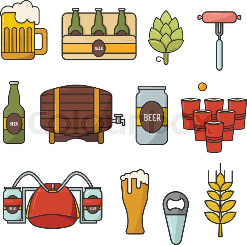 800x794 Vector Doodle Flat Icons Set Of Beer Stock Vector Colourbox