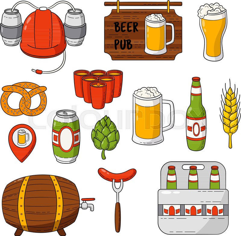 800x784 Vector Doodle Icons Set Of Beer Stock Vector Colourbox