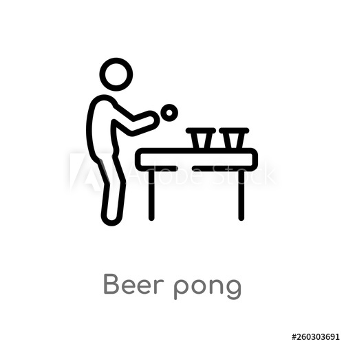 500x500 Outline Beer Pong Vector Icon Isolated Black Simple Line Element
