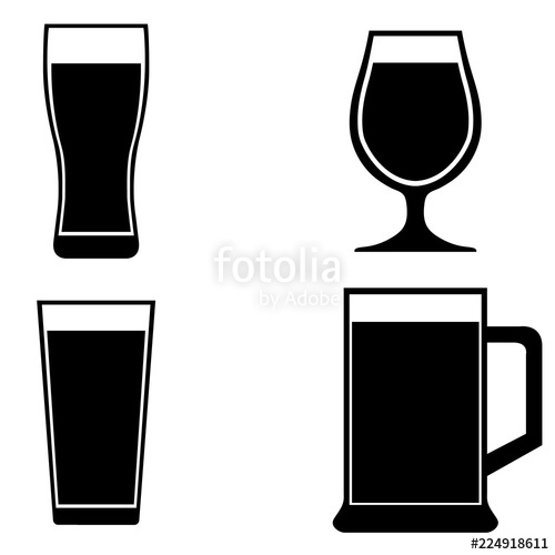 500x500 Beer Glass Icon, Silhouette, Logo On White Background Stock Image