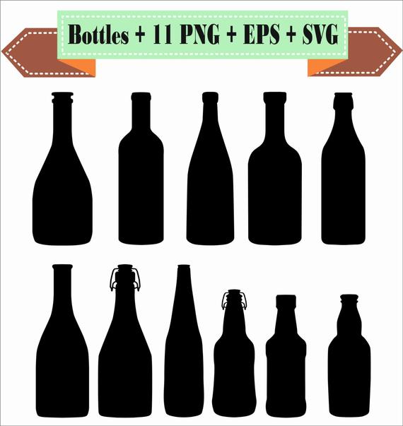570x603 Bottles Bottle Of Wine Alcohol Beer Liquor Silhouette Vector Etsy