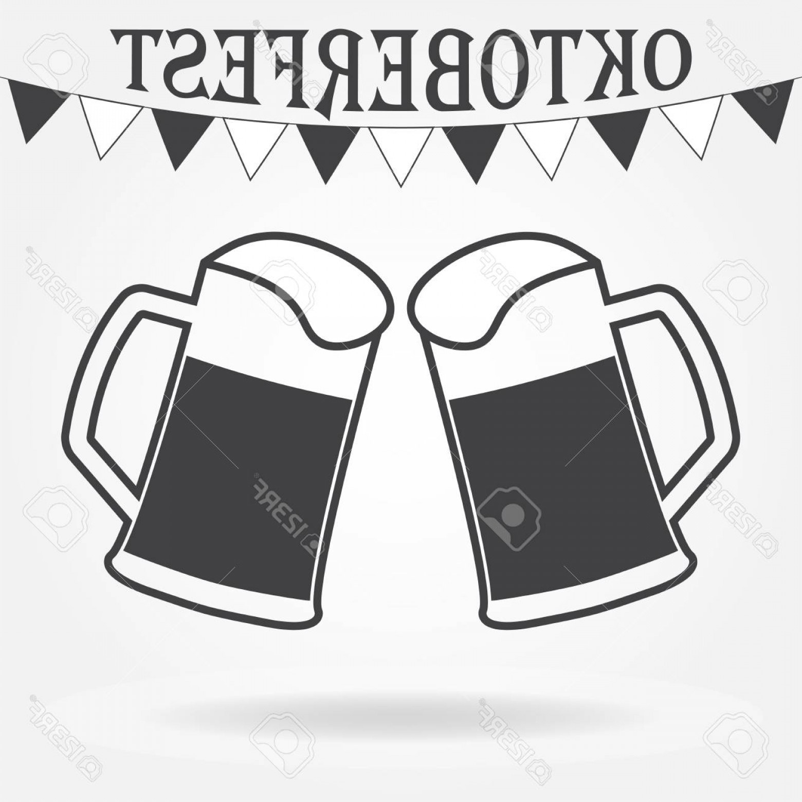 1560x1560 Photostock Vector Oktoberfest Beer Symbol Two Glasses Or Beer Mugs
