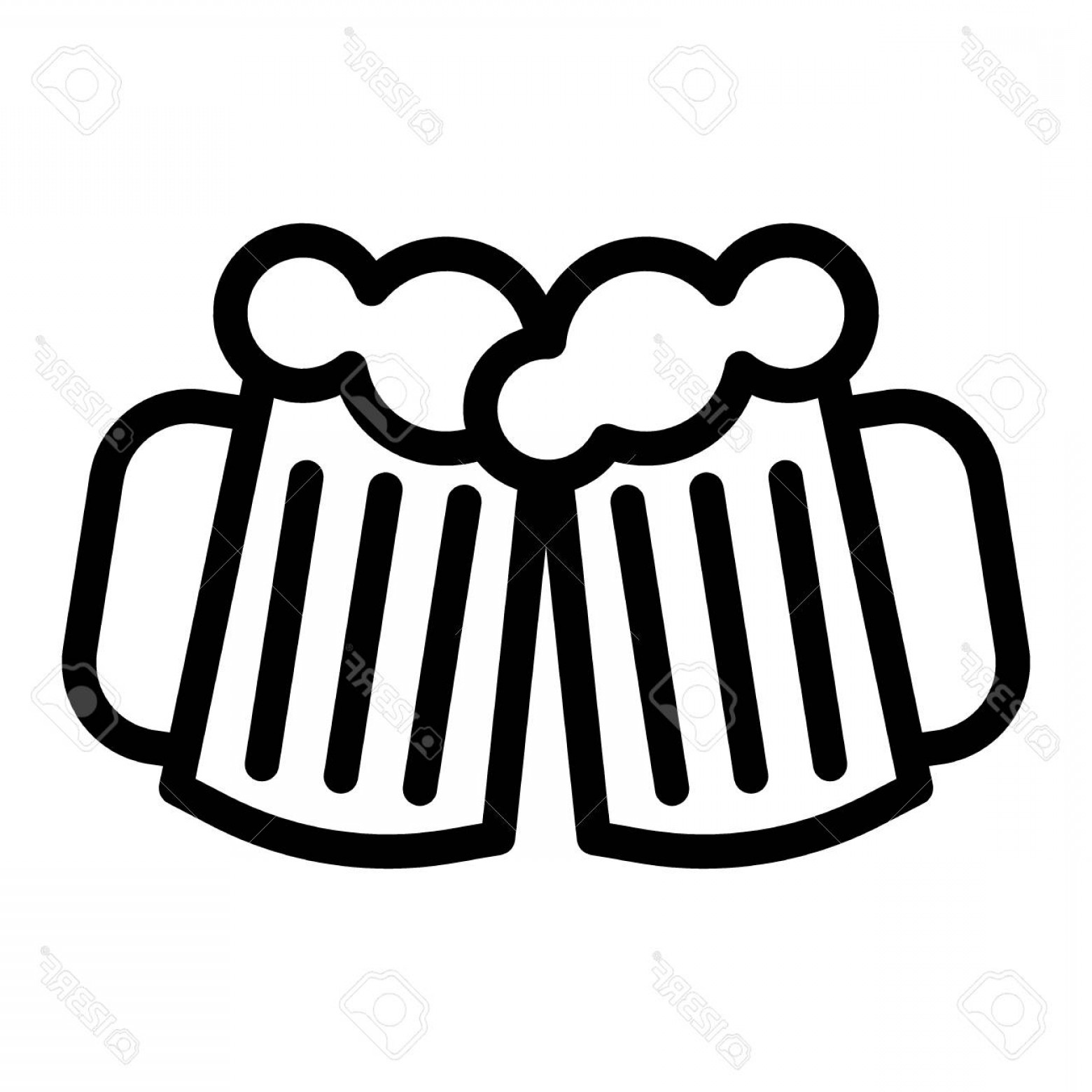 1560x1560 Photostock Vector Two Glasses Of Beer Line Icon Cheers Beer Mugs