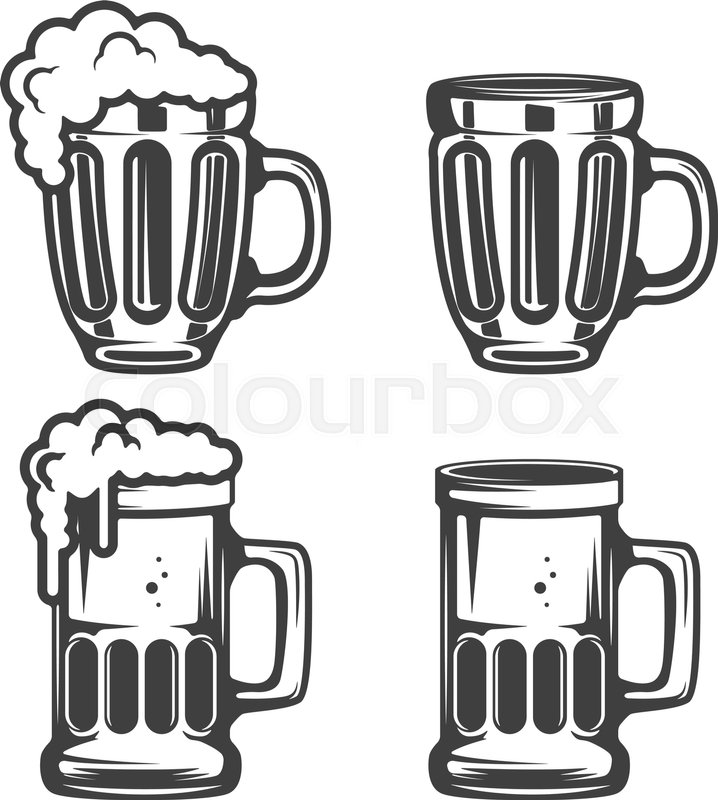 718x800 Set Of Beer Mugs Icons Isolated On Stock Vector Colourbox