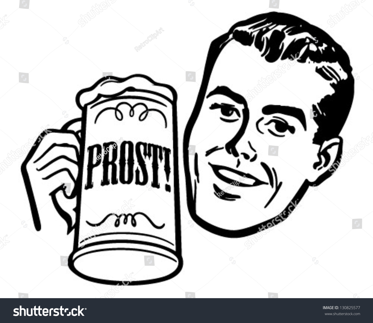 1500x1300 Stock Vector Man With Beer Stein Retro Clip Art Illustration