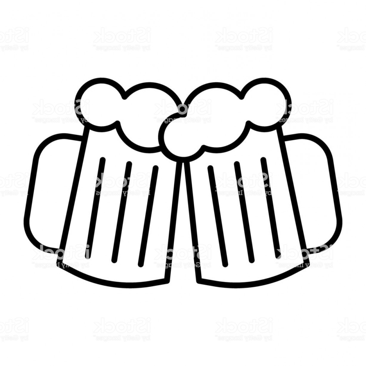 1228x1228 Two Glasses Of Beer Thin Line Icon Cheers Beer Mugs Vector