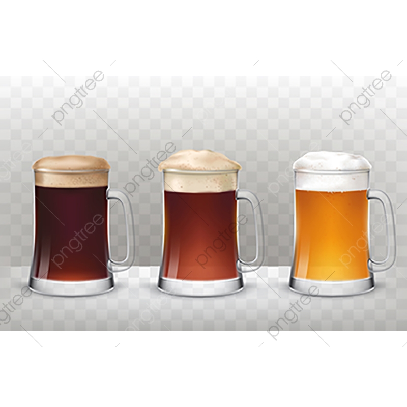 800x800 Vector Illustration Three Glass Beer Mugs With A Different Beer