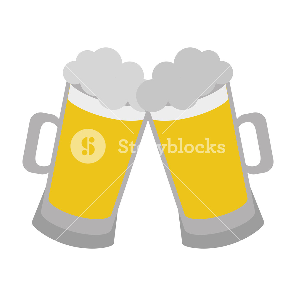 1000x1000 Two Beer Mugs Foam Celebration Vector Illustration Royalty Free