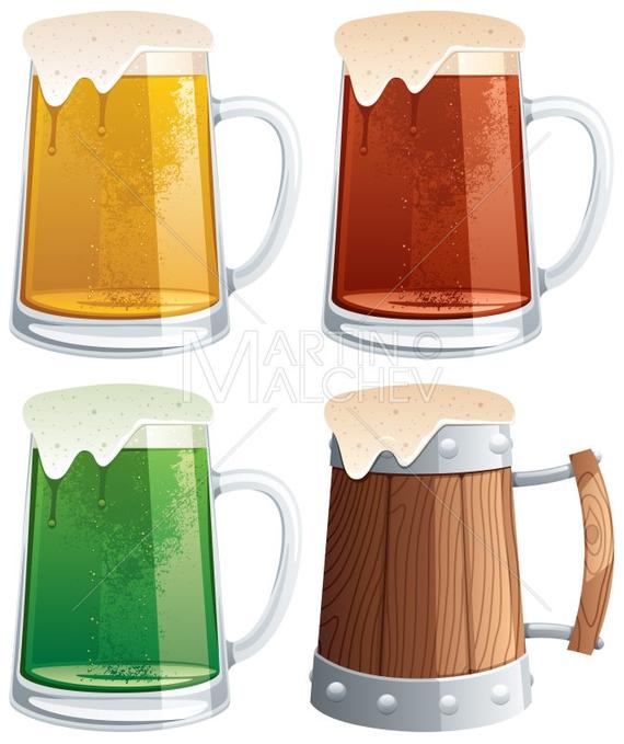 570x679 Beer Mugs Vector Cartoon Clipart Illustration Mug Glass Etsy