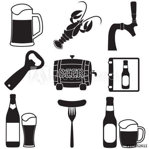 500x500 Beer Icon Set Beer Bottle, Glass, Tap Vector Illustration