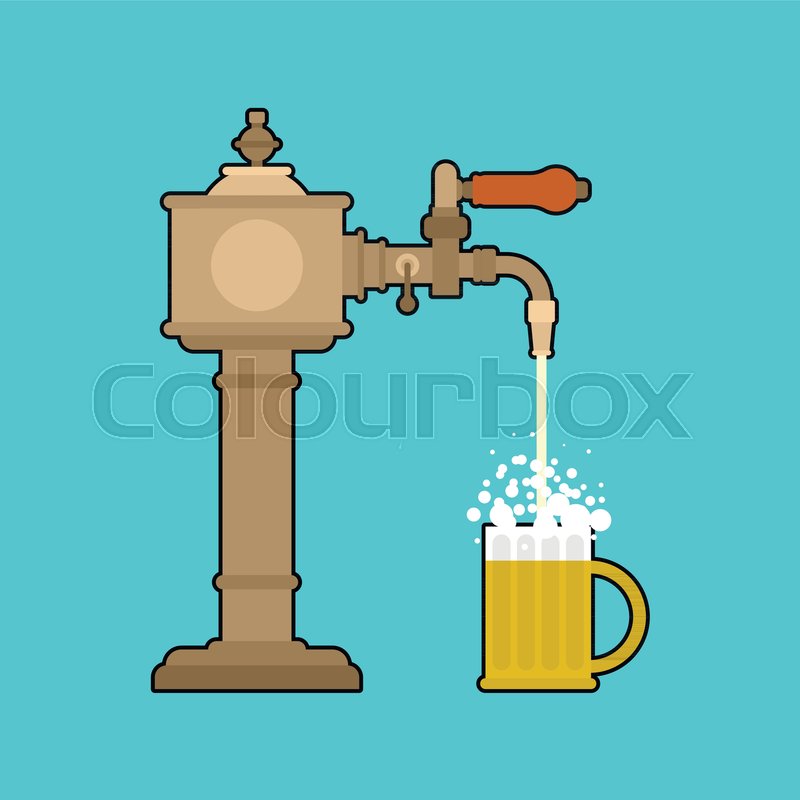 800x800 Beer Tap And Mug Bartender Equipment Stock Vector Colourbox