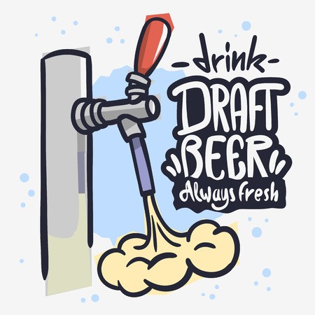450x450 Draft Beer Tap Froth Foam Beverage Hand Drawn Vector Design