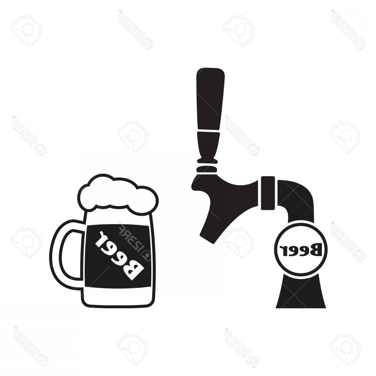 1560x1560 Photostock Vector Beer Tap Icon And Beer Mug Icon Vector