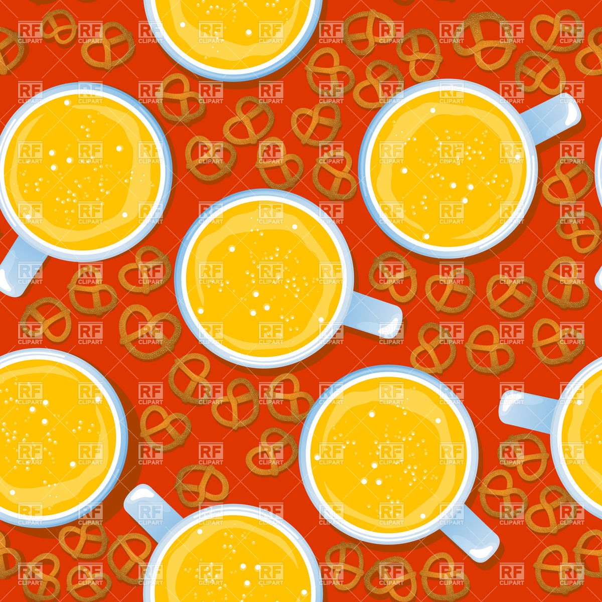1200x1200 Oktoberfest Seamless Pattern With Beer Mugs And Pretzels Vector