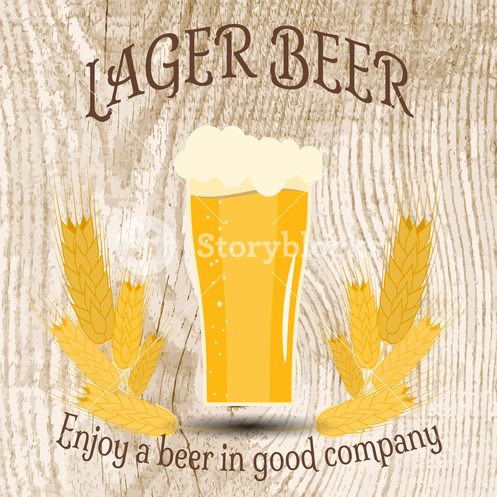 1000x1000 Oktoberfest Vector Image With Goblet Of Beer And Wheat On The Wood