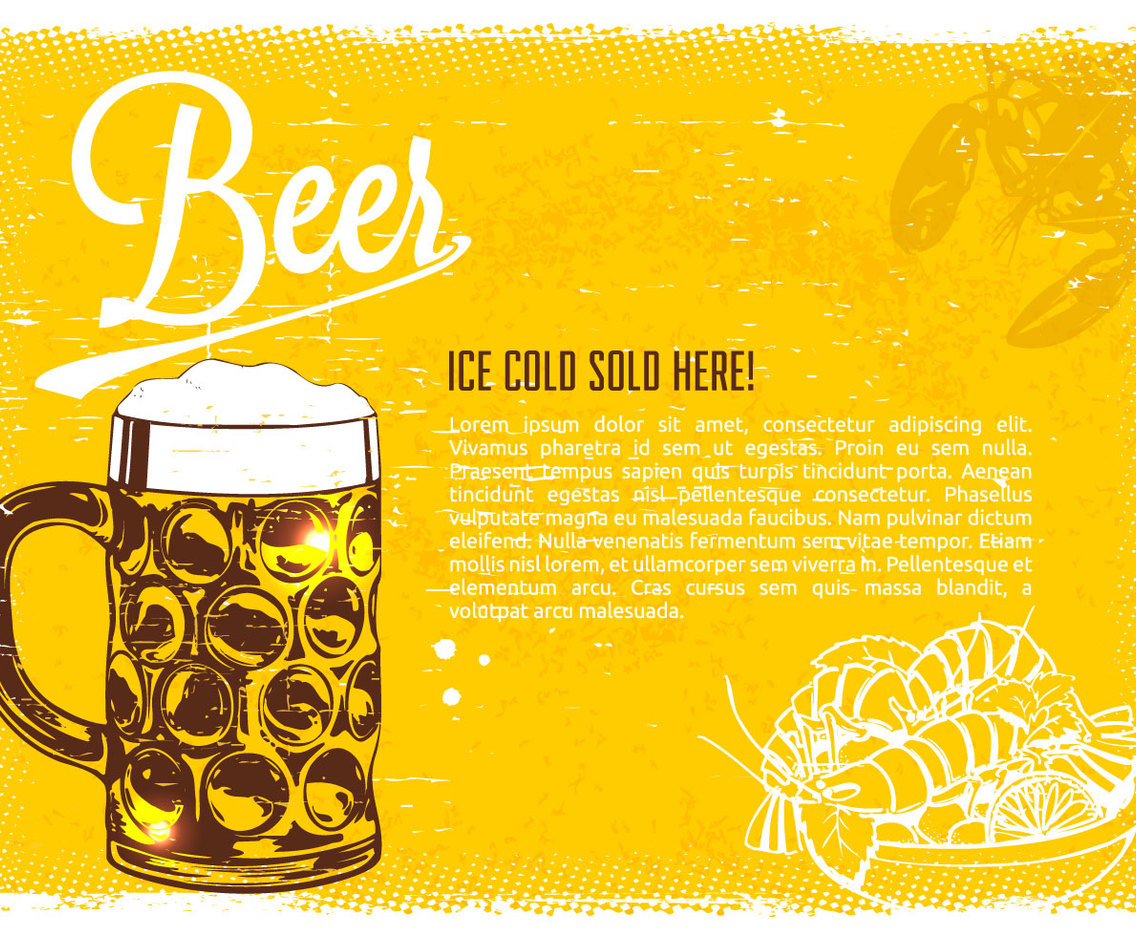 1136x936 Retro Beer Vector Poster Vector Art Graphics