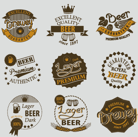 461x457 Retro Beer Labels Vectors Set Free Download