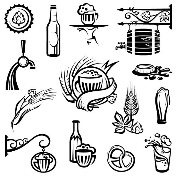 600x599 Set Of Beer Elements Label Vector Graphic Over Millions
